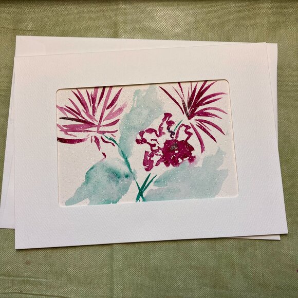 Hand Painted Watercolor Semi Abstract Floral Blank Greeting Cards Set of 8 - Picture 3 of 10